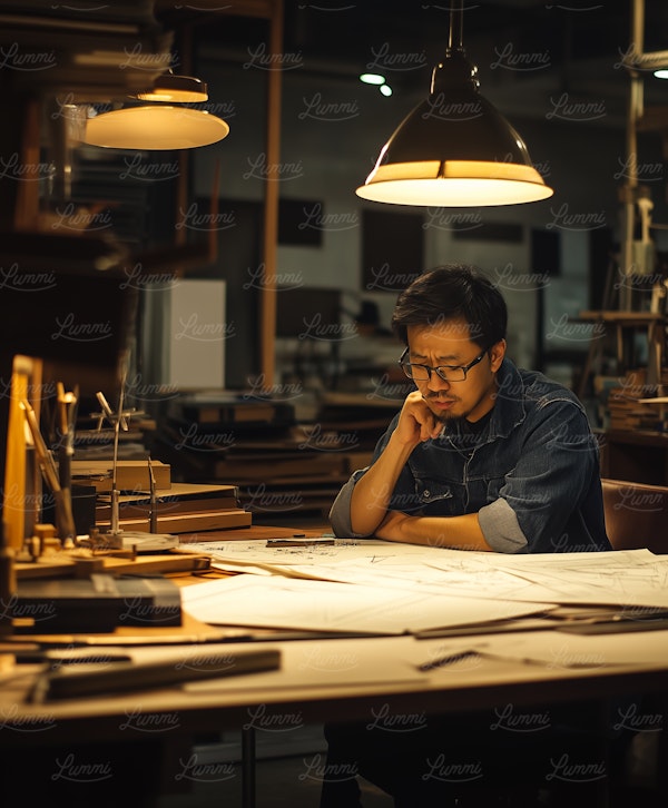 Man at Cluttered Desk