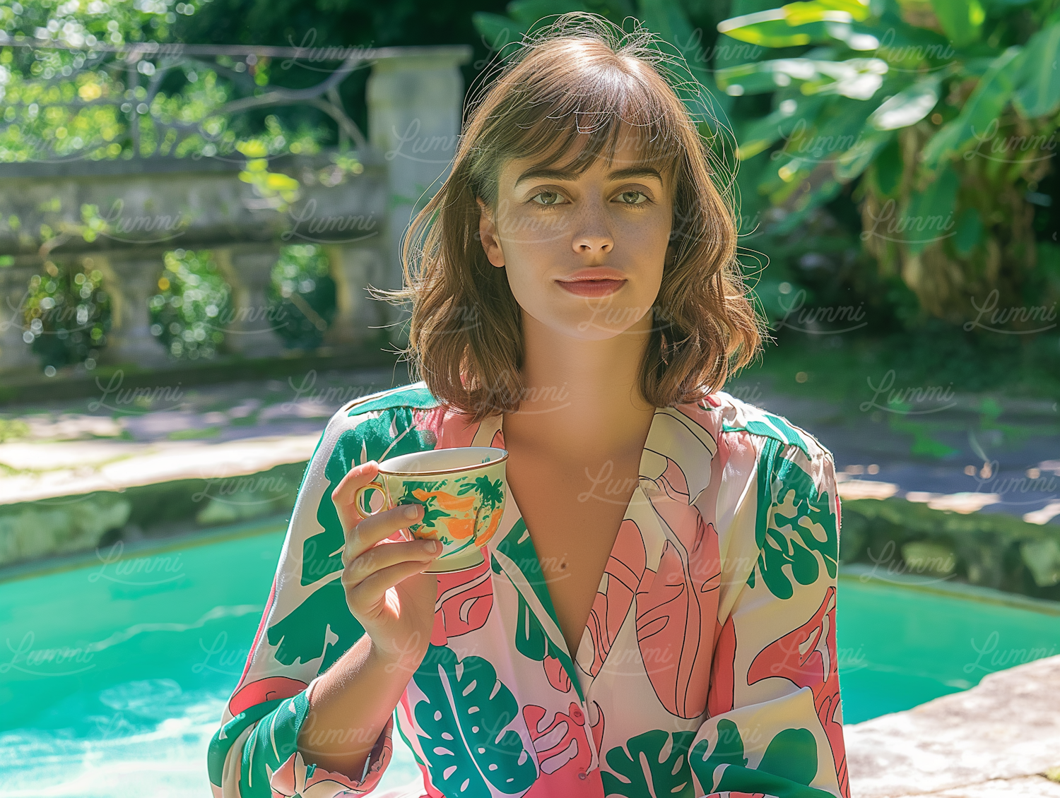 Serene Woman in Nature with Cup