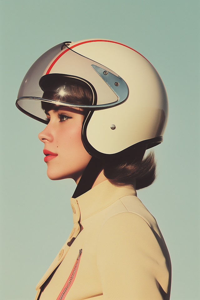 Woman in Modern Retro-Styled Helmet