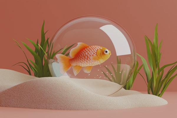 Spherical Goldfish Bowl and Greenery