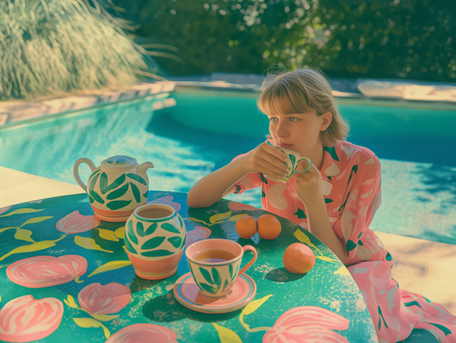 Tranquil Tea Time by the Pool