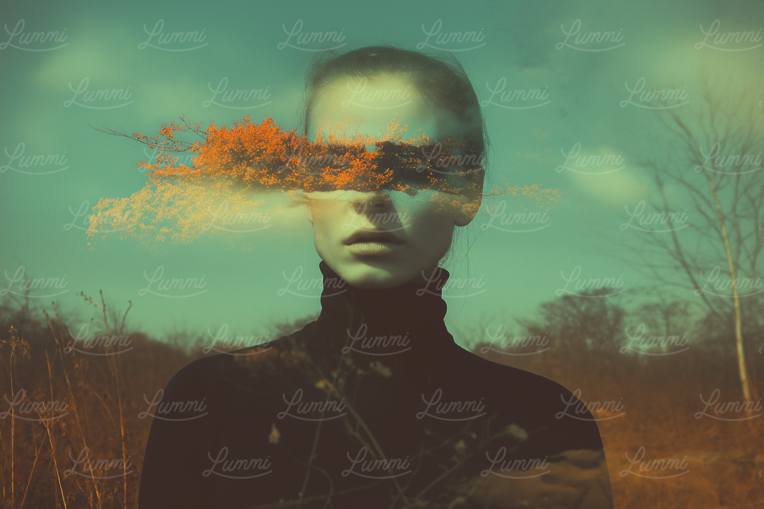 Surreal Portrait with Foliage