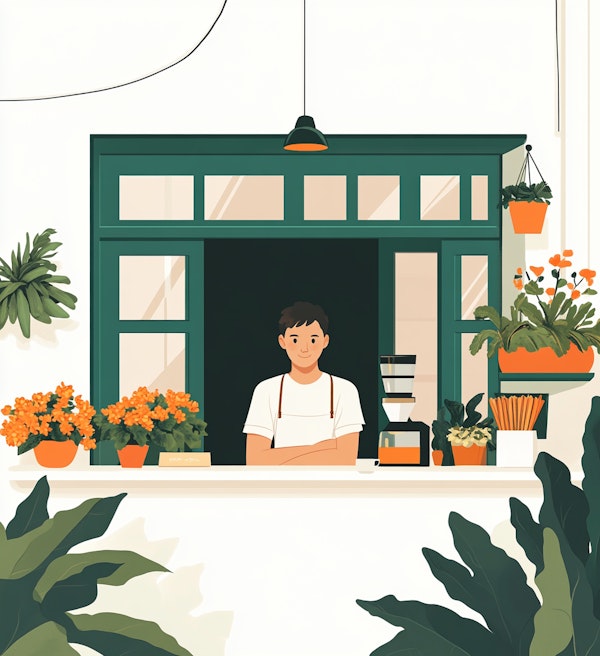 Cozy Cafe Barista Illustration