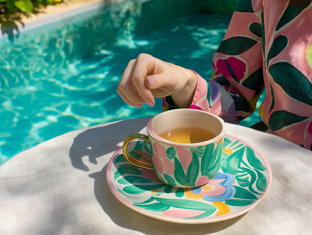 Tranquil Poolside Tea Time