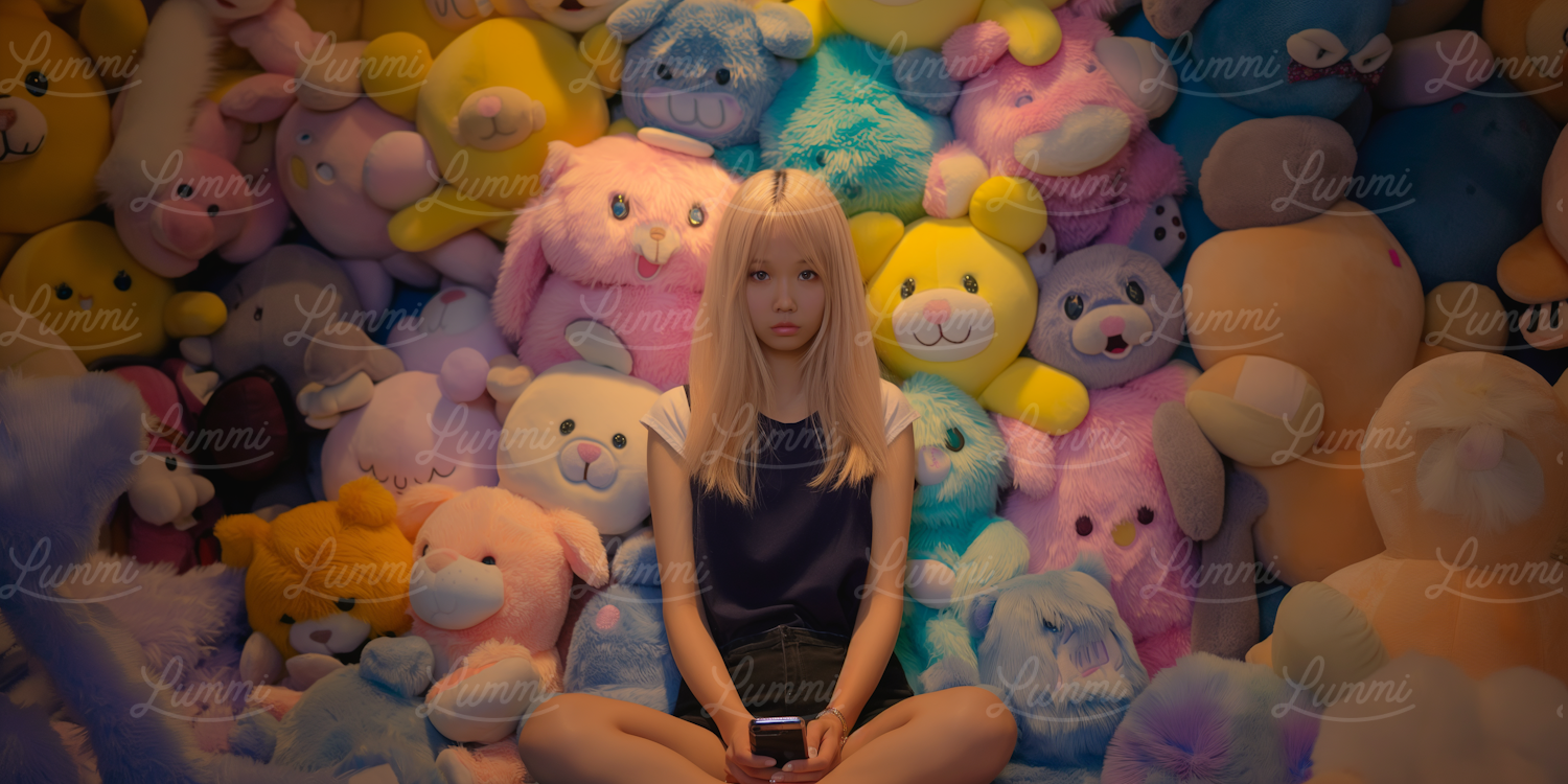 Woman Among Stuffed Animals