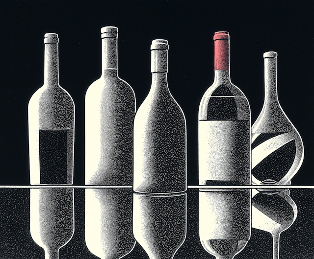 Stylized Bottles in Black and White