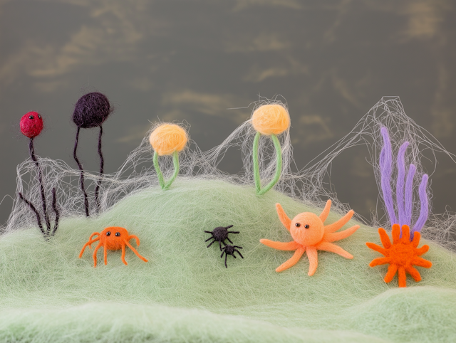 Whimsical Felted Wool Scene