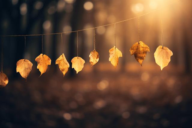 Autumnal Tranquility: A Golden Hour Dance of Deciduous Leaves