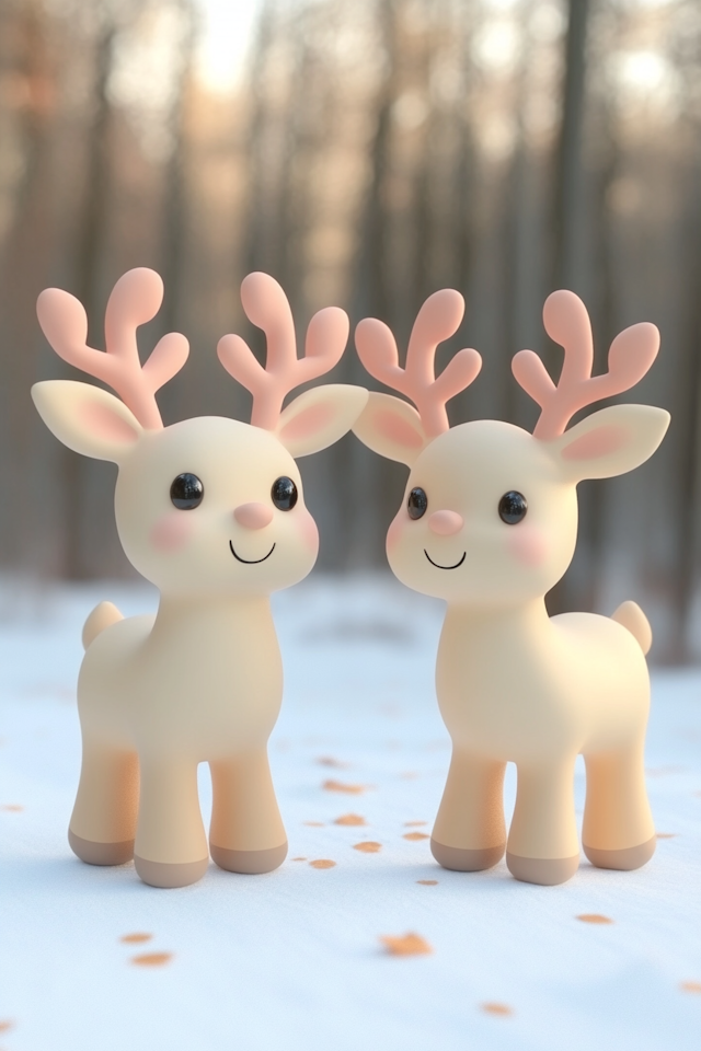 Cartoon Reindeer in Snow