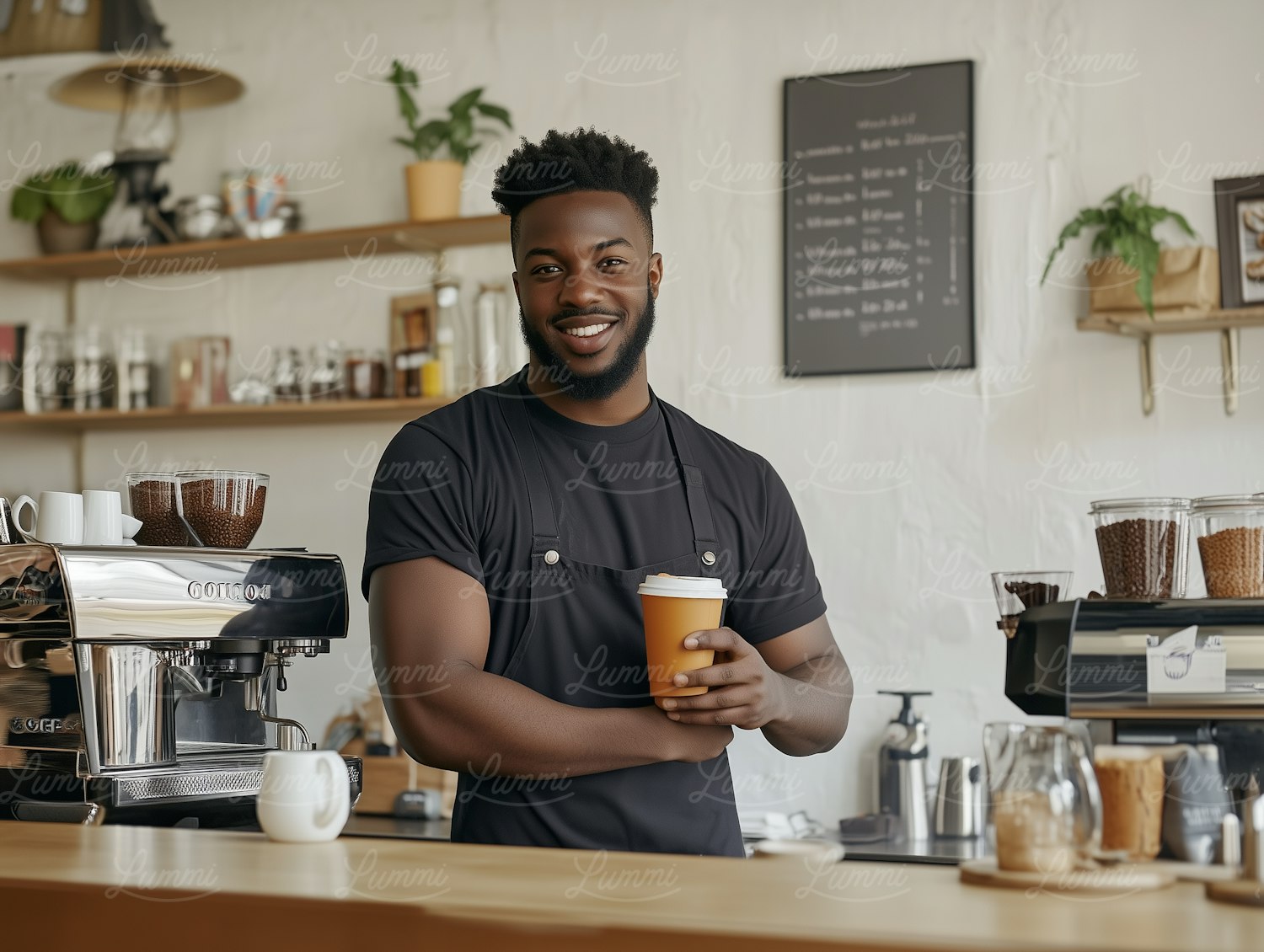 Friendly Barista in Cozy Coffee Shop