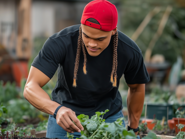 Young Man Gardening