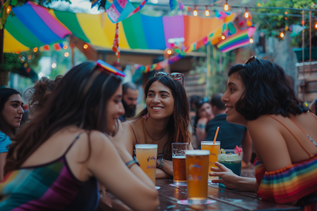 Friends Enjoying Drinks Outdoors