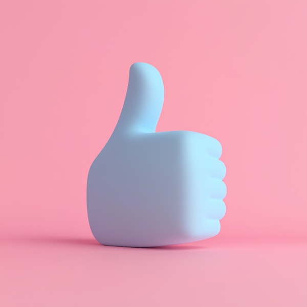 3D Blue Thumbs-Up Symbol