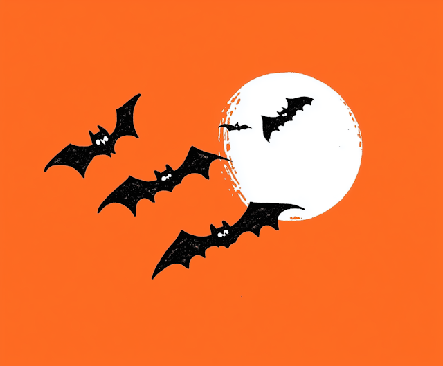 Halloween Bats and Moon