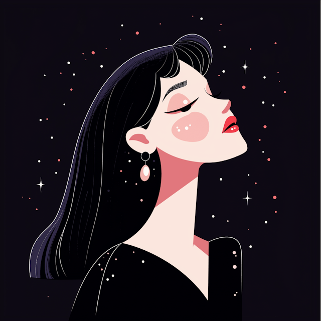 Ethereal Woman Against Starry Background