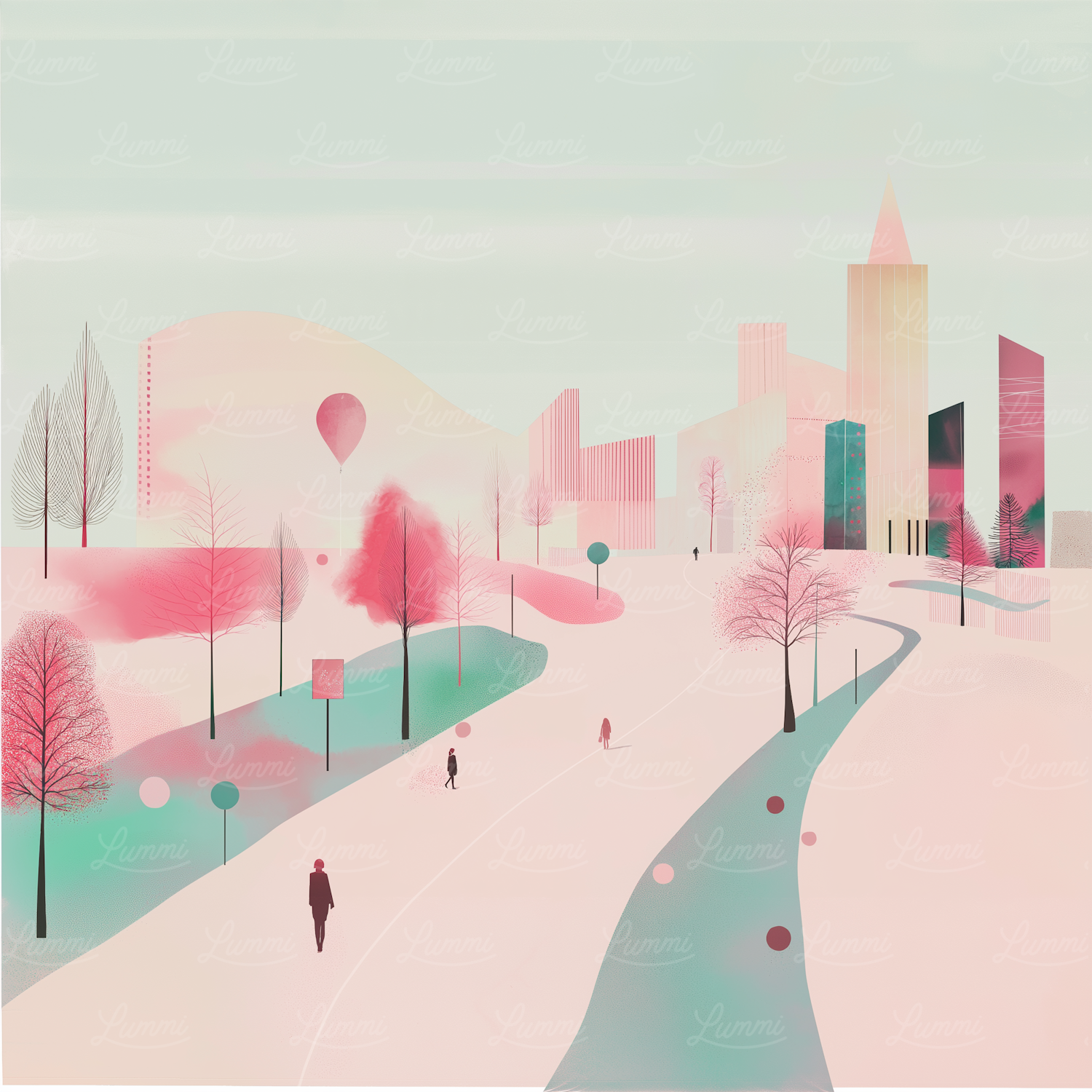 Serene Pastel Cityscape