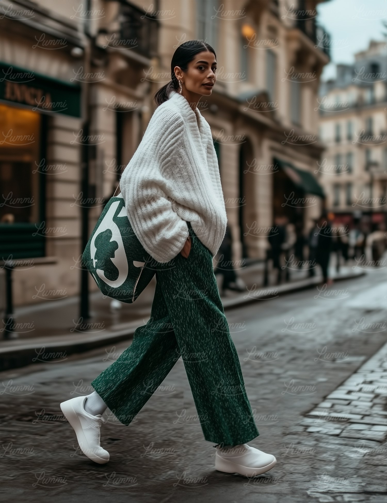 Woman Walking in Urban Fashion