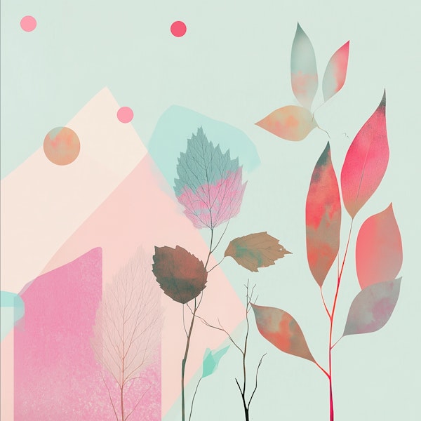 Abstract Pastel Leaves Composition