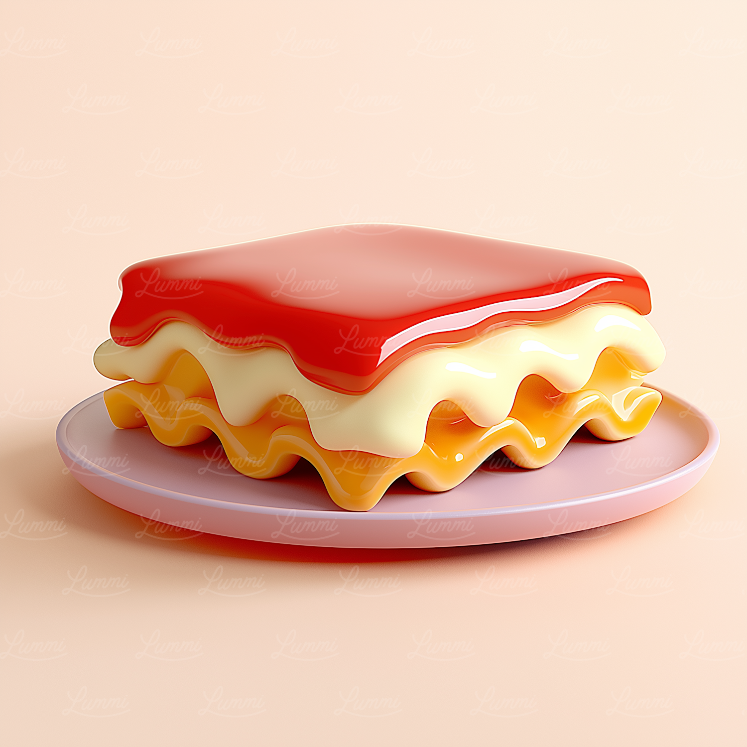 Stylized 3D Render of Layered Dessert