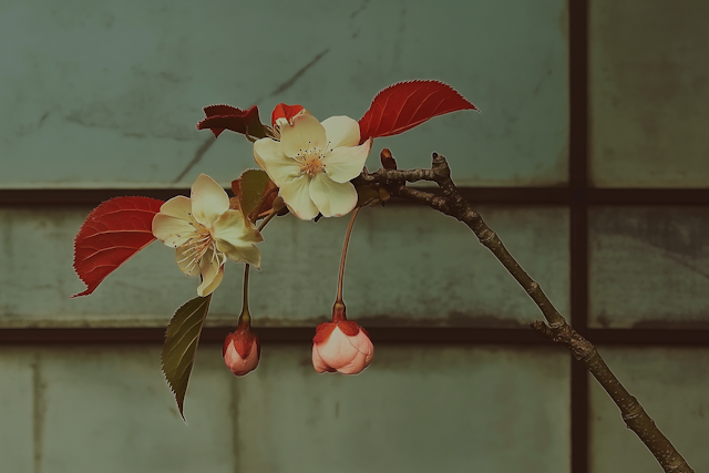 Delicate Branch with Blooming Flowers