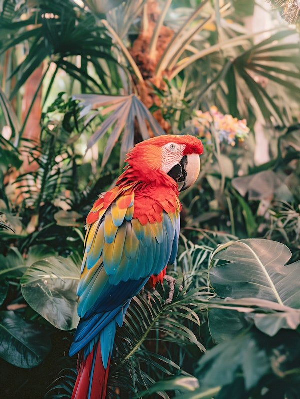 Scarlet Macaw in Lush Foliage