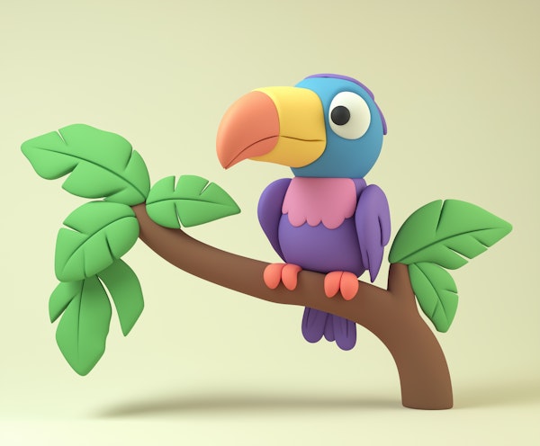 Stylized 3D Parrot Illustration