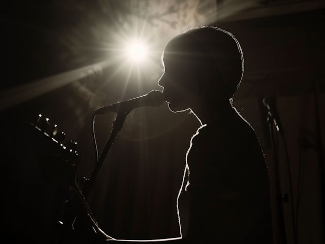 Dramatic Silhouette of a Musician Onstage