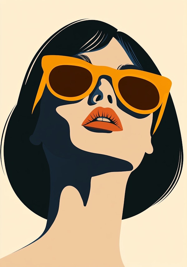 Stylish Woman with Large Orange Sunglasses Illustration