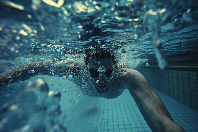 Swimmer in Dynamic Underwater Scene