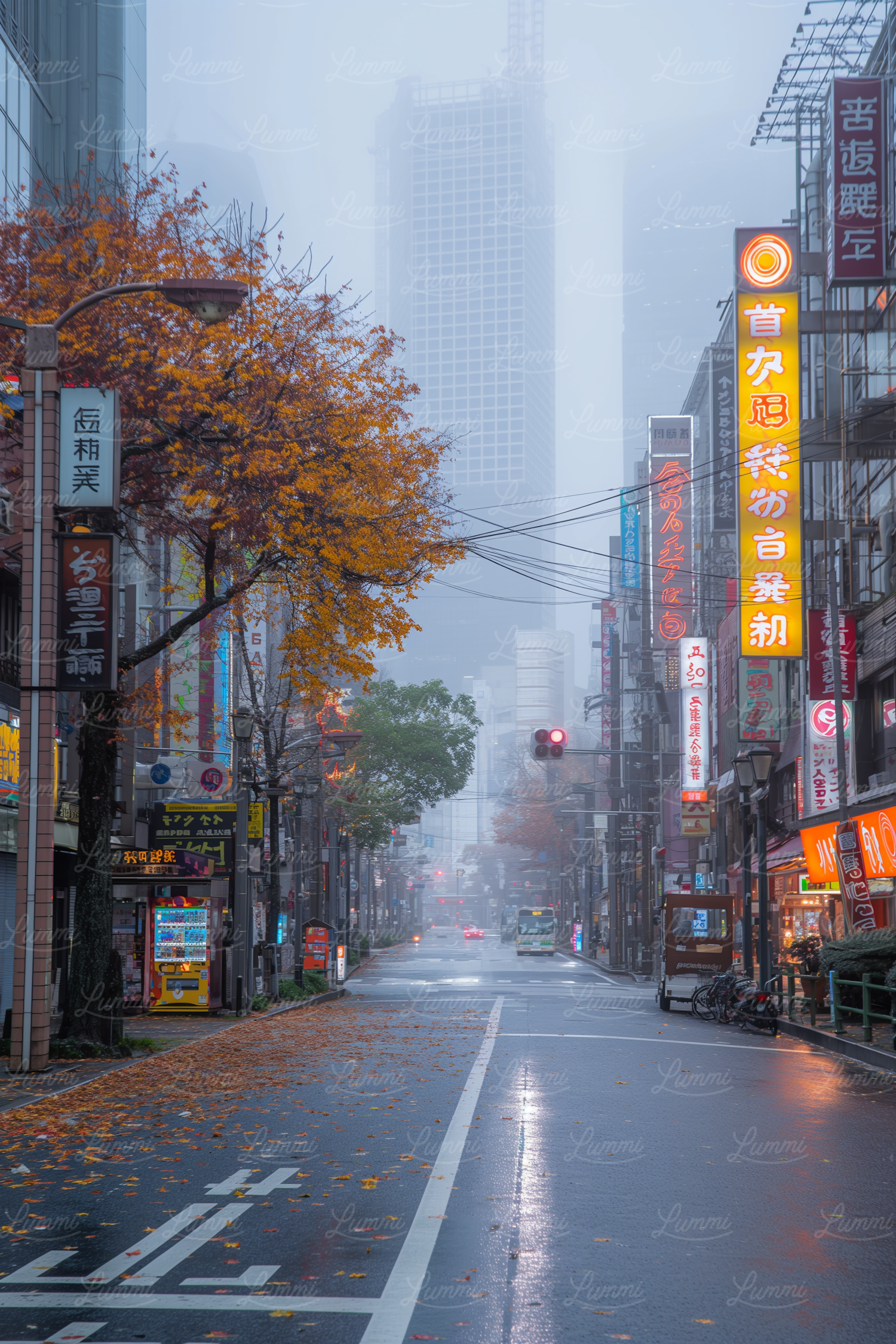 Misty Autumn in Urban Japan