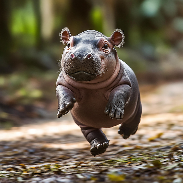 Baby Hippopotamus Running