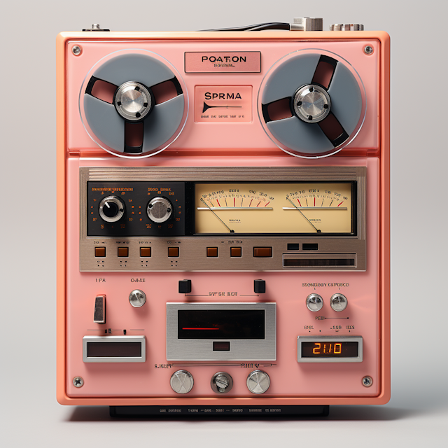 Vintage Soviet Salmon Pink SPRMA 2110 Reel-to-Reel Tape Recorder