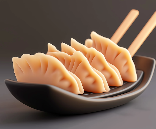 Elegant Dumplings in Ceramic Bowl