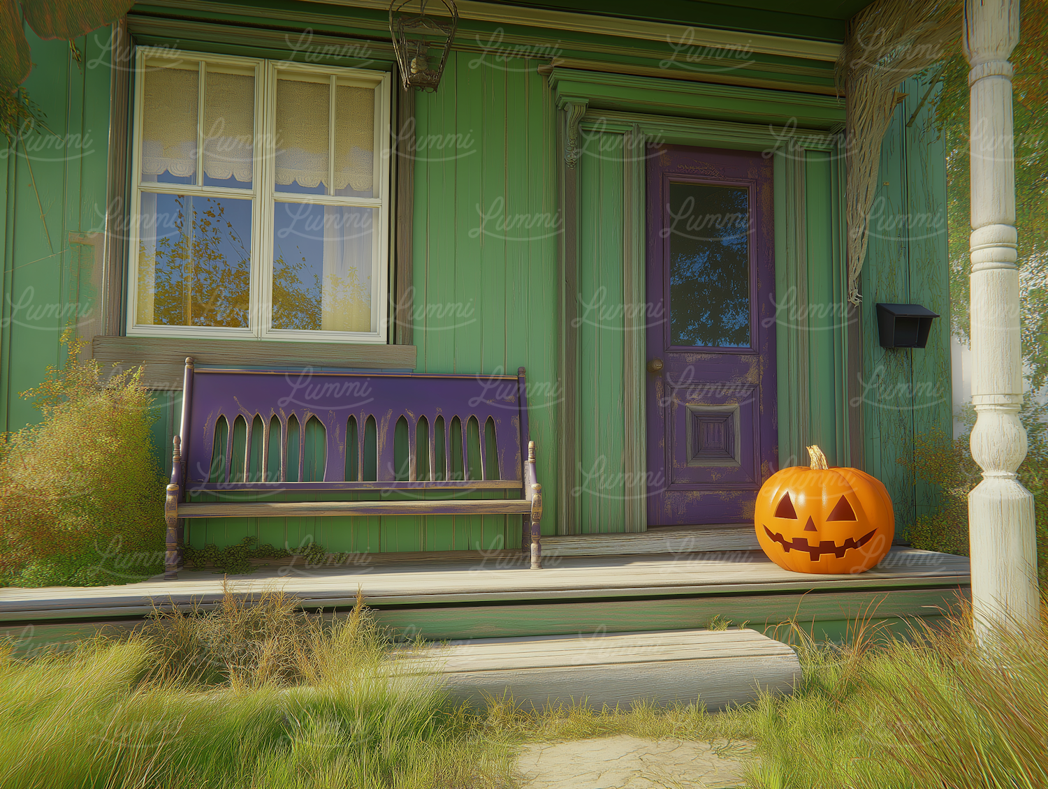 Quaint Halloween Porch Scene