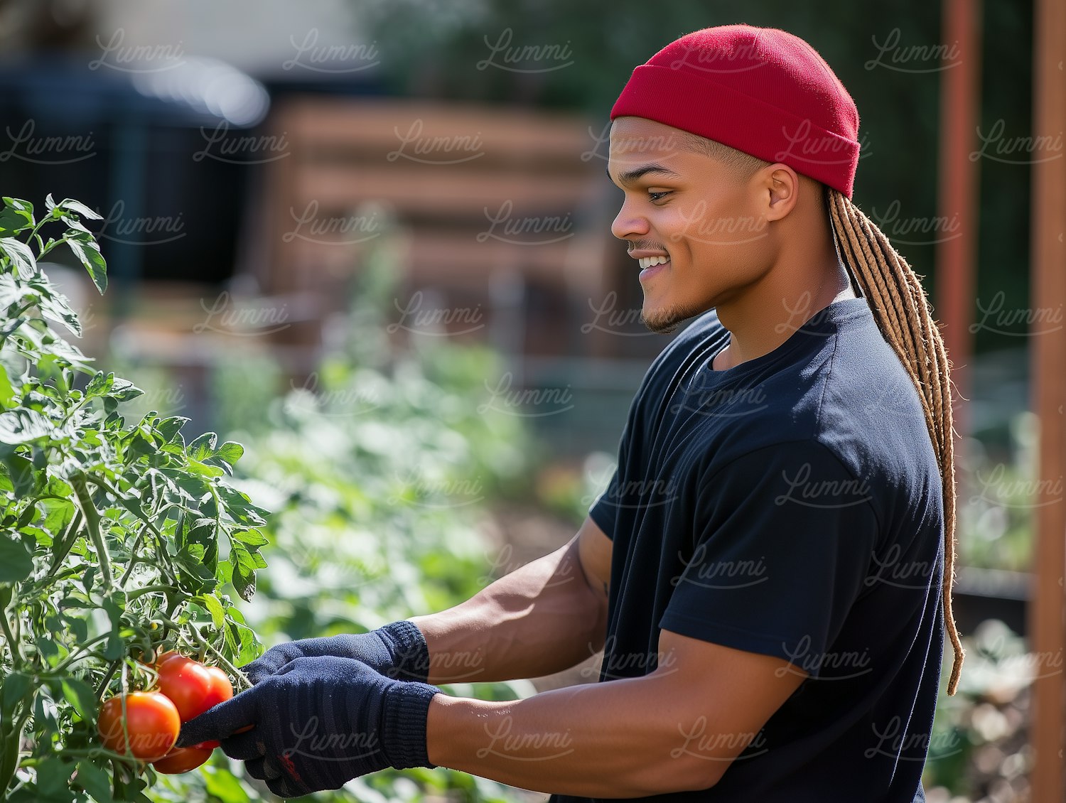 Man Harvesting Tomatoes