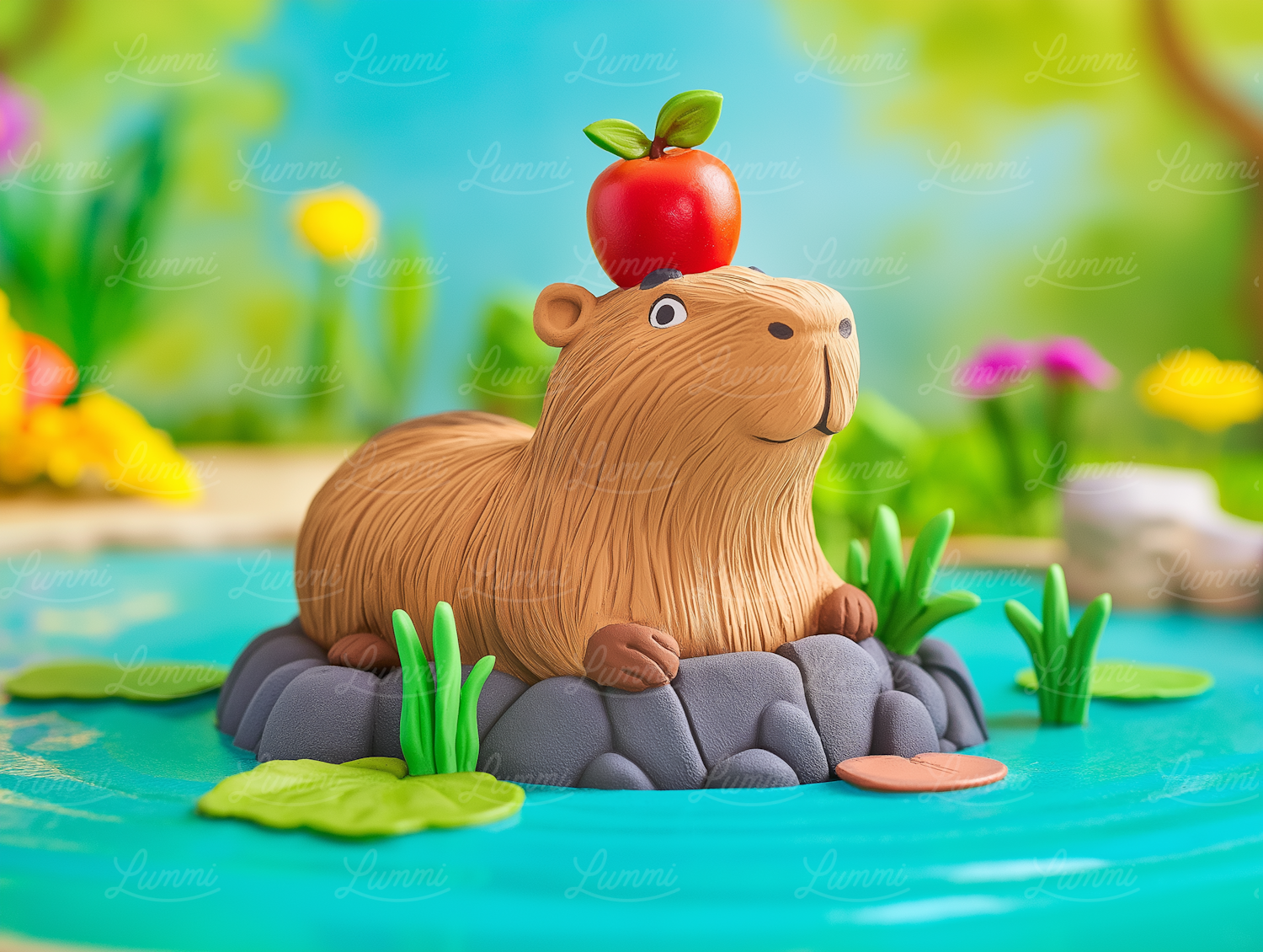 Capybara in a Pond