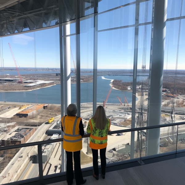 Observing Professionals Overlooking Construction Site