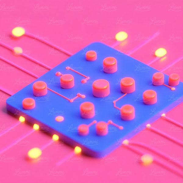 Artistic Circuit Board on Pink Background