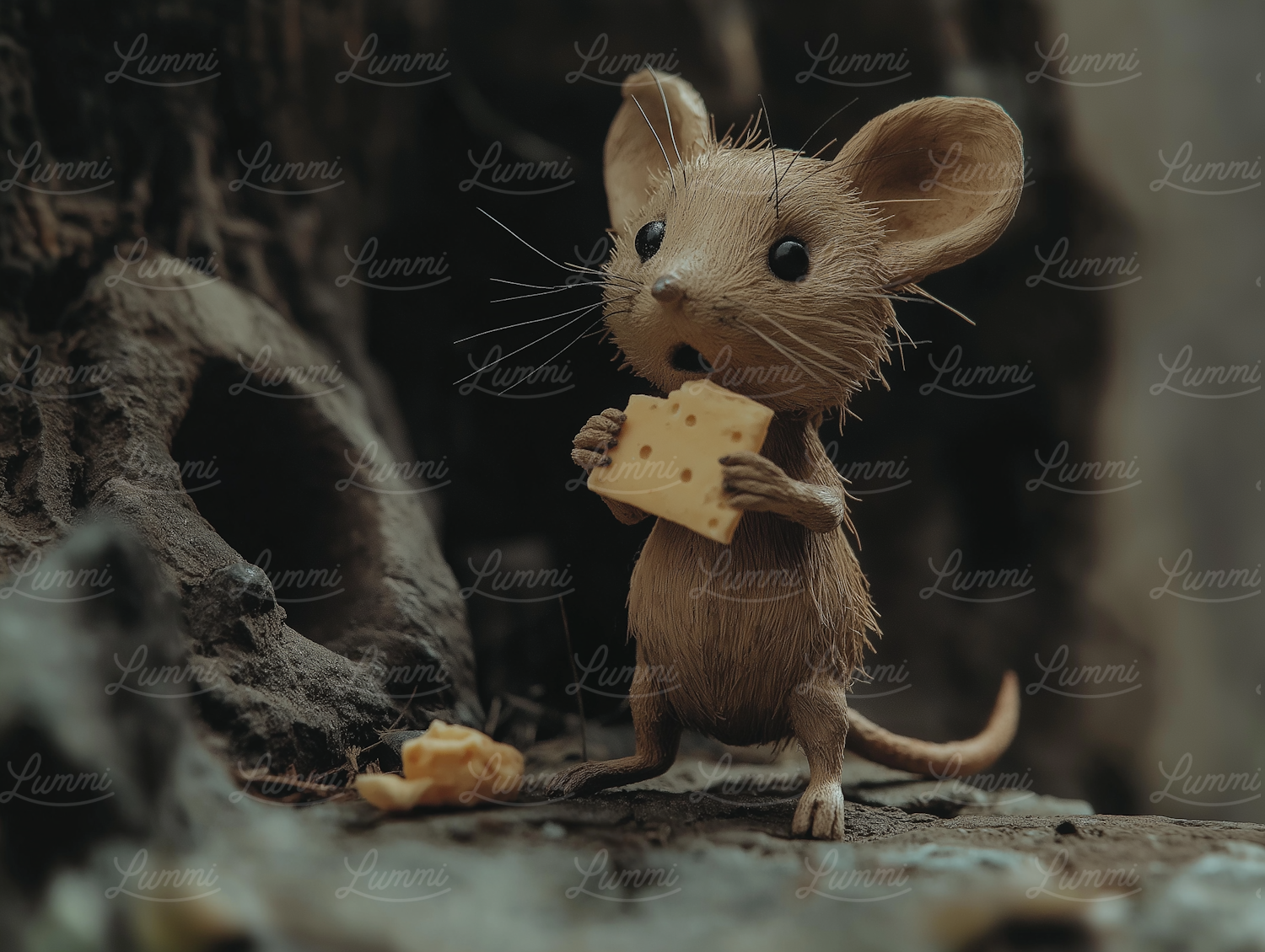 Curious Mouse with Cheese