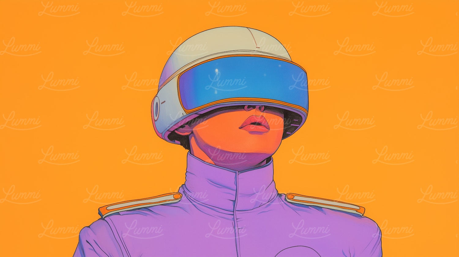 Futuristic Figure with Visor Helmet