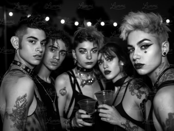 Alternative Fashion Group in Grayscale