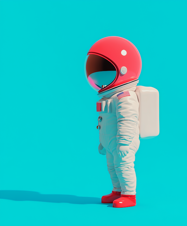 Vintage Astronaut with Turquoise Background