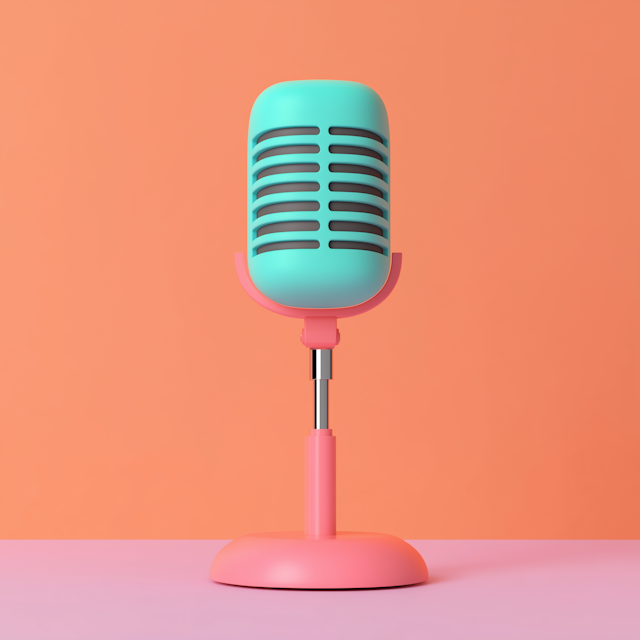 Stylized Vintage Microphone in Pastels