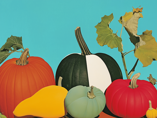 Colorful Pumpkins and Gourds