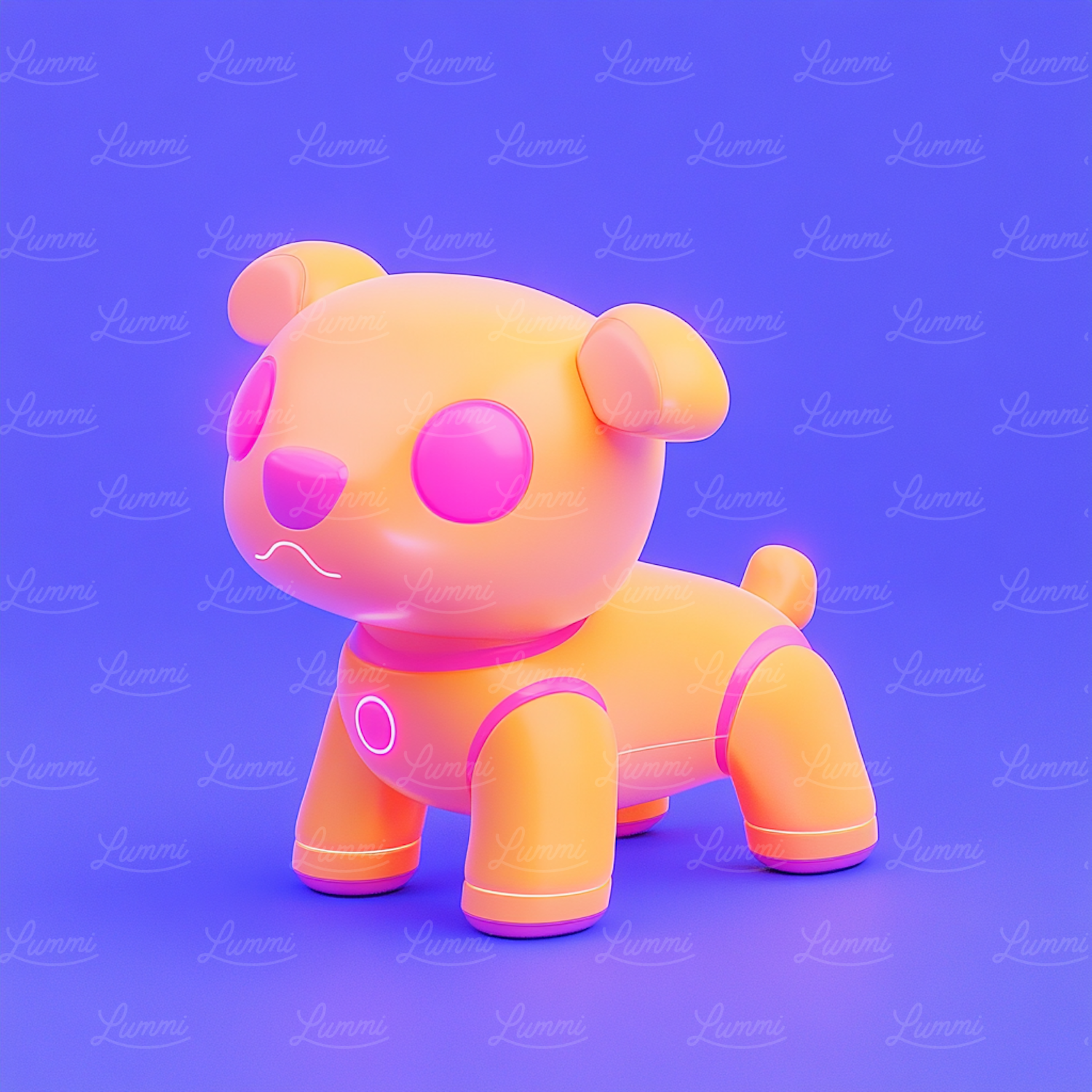 Neon Pink and Orange Stylized Teddy Bear