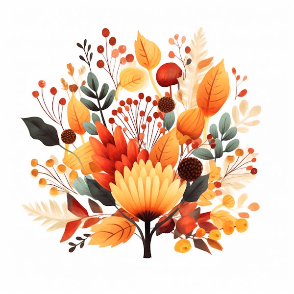 Autumn Splendor Bouquet Illustration