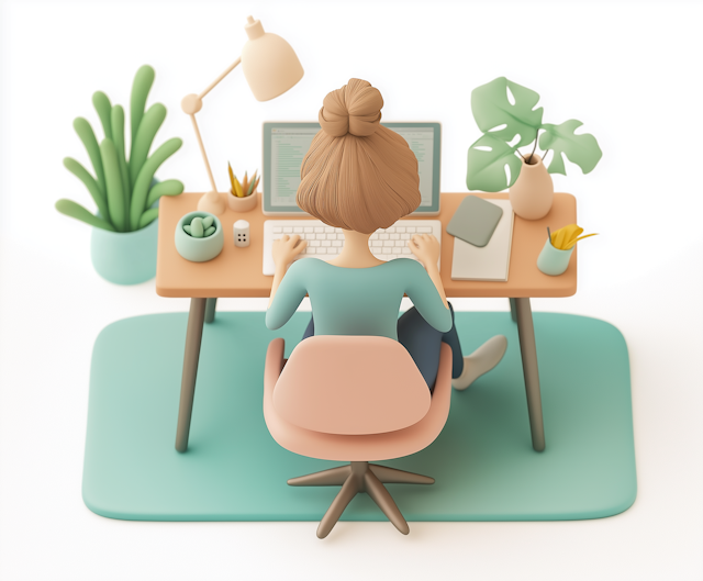 Peaceful Home Office Setting Illustration