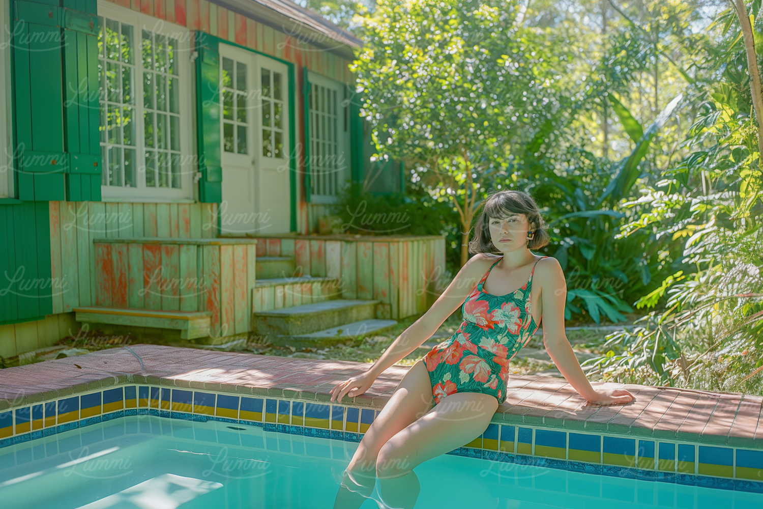 Serene Poolside Contemplation