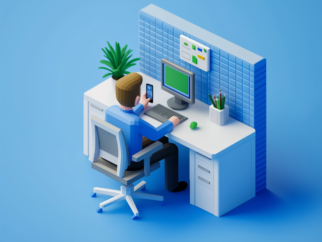 Stylized 3D Office Illustration