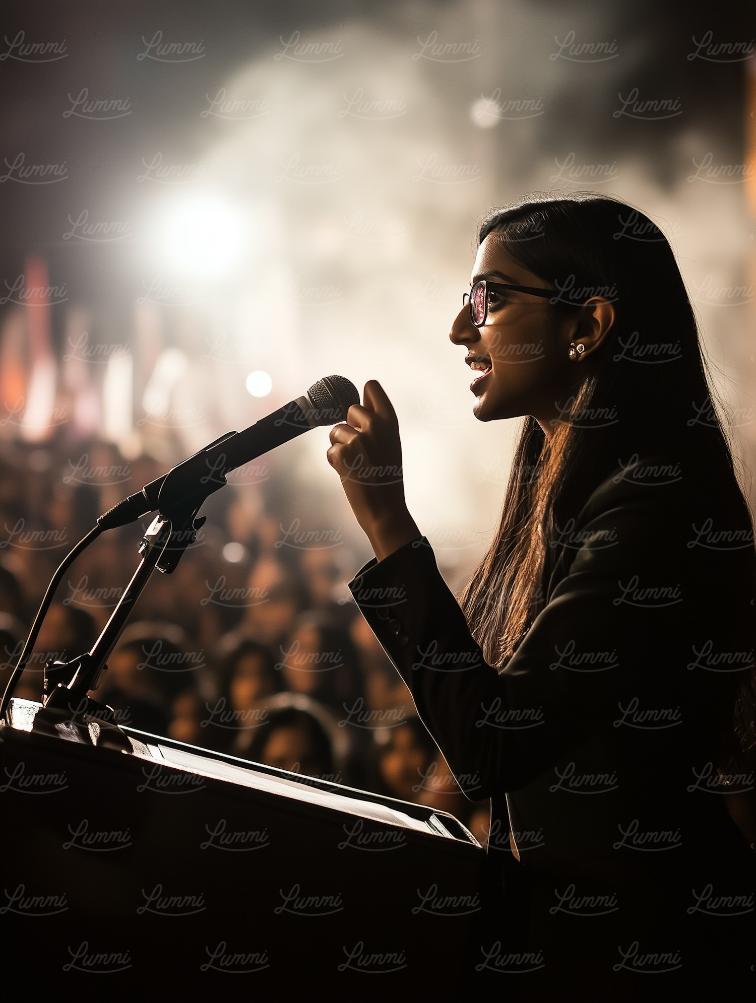 Woman Speaking on Stage